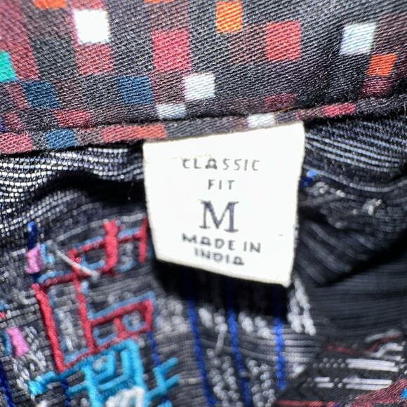 Robert Graham Cubist Classic Fit Cotton Blend Button-Up Shirt Black/Red Medium - Picture 7 of 11